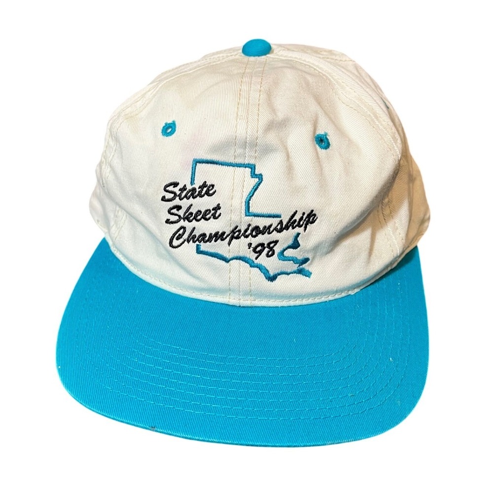 Hat Snapback Mens OSFA White Teal 1998 State Skeet Championship Louisiana